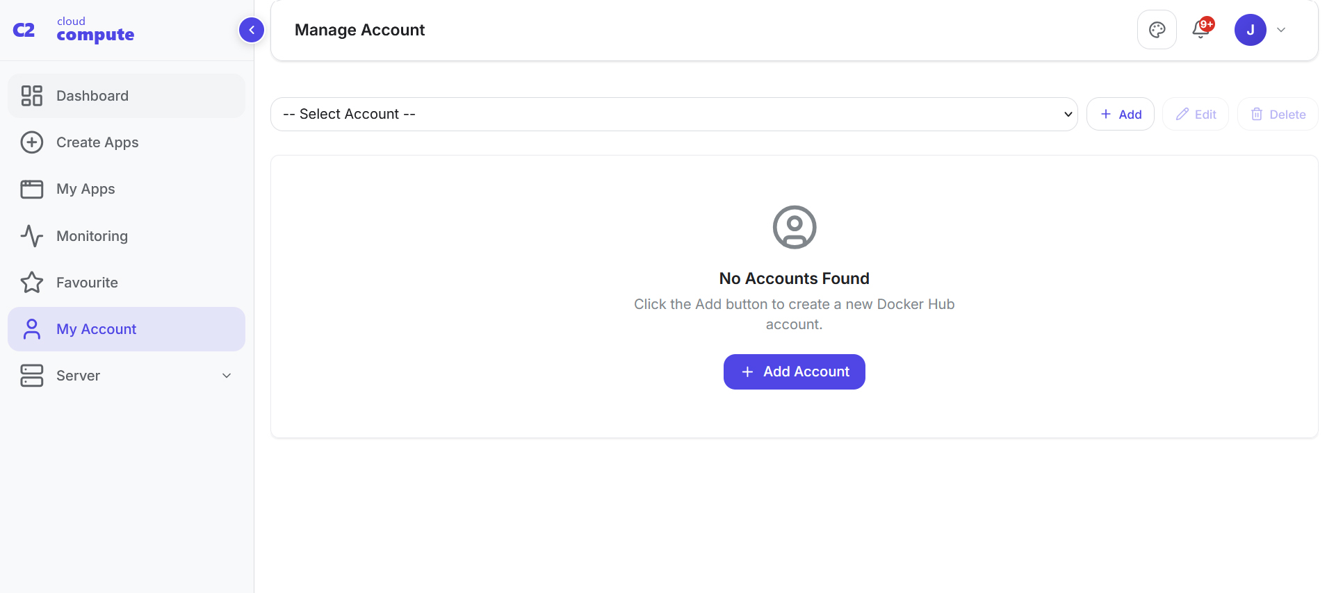 Docker Hub account management - no accounts found