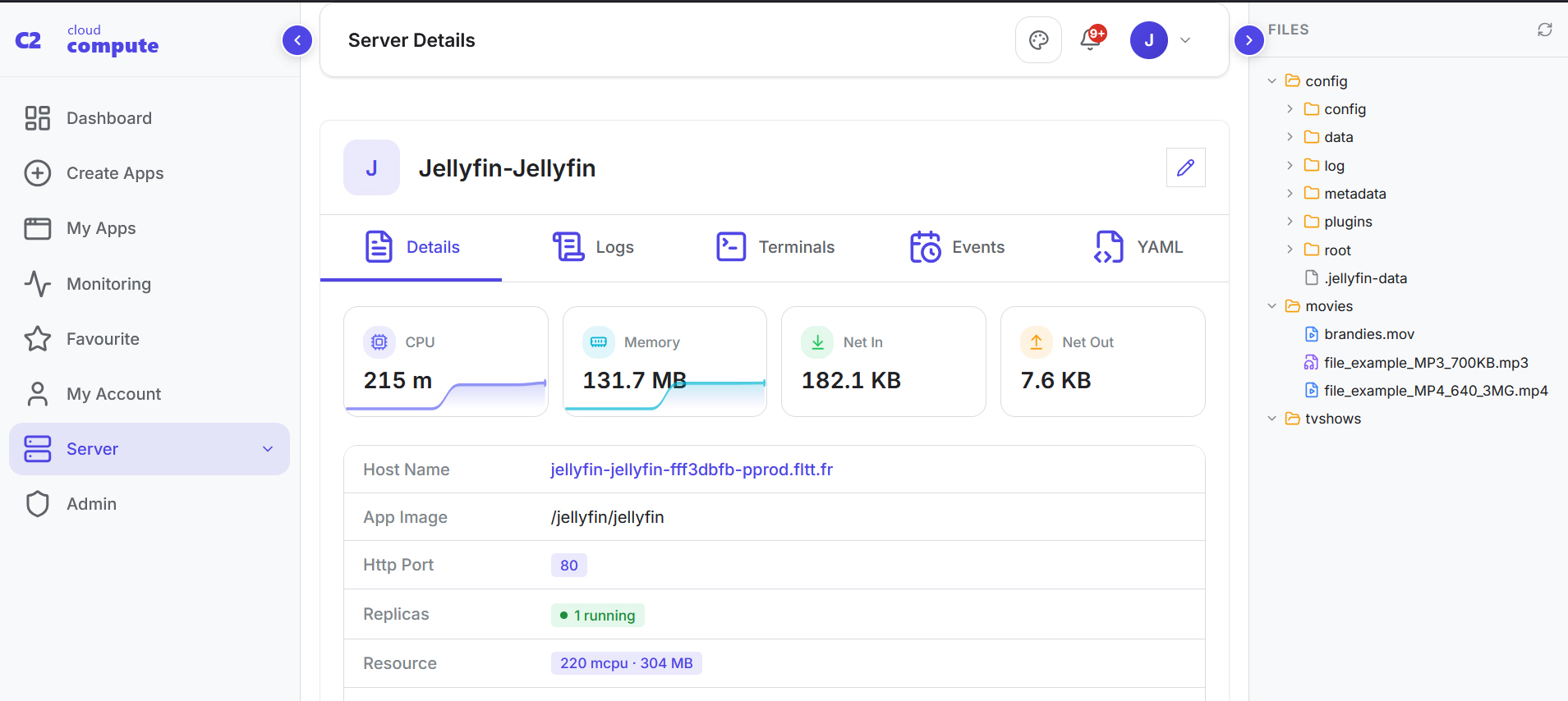 Server overview dashboard