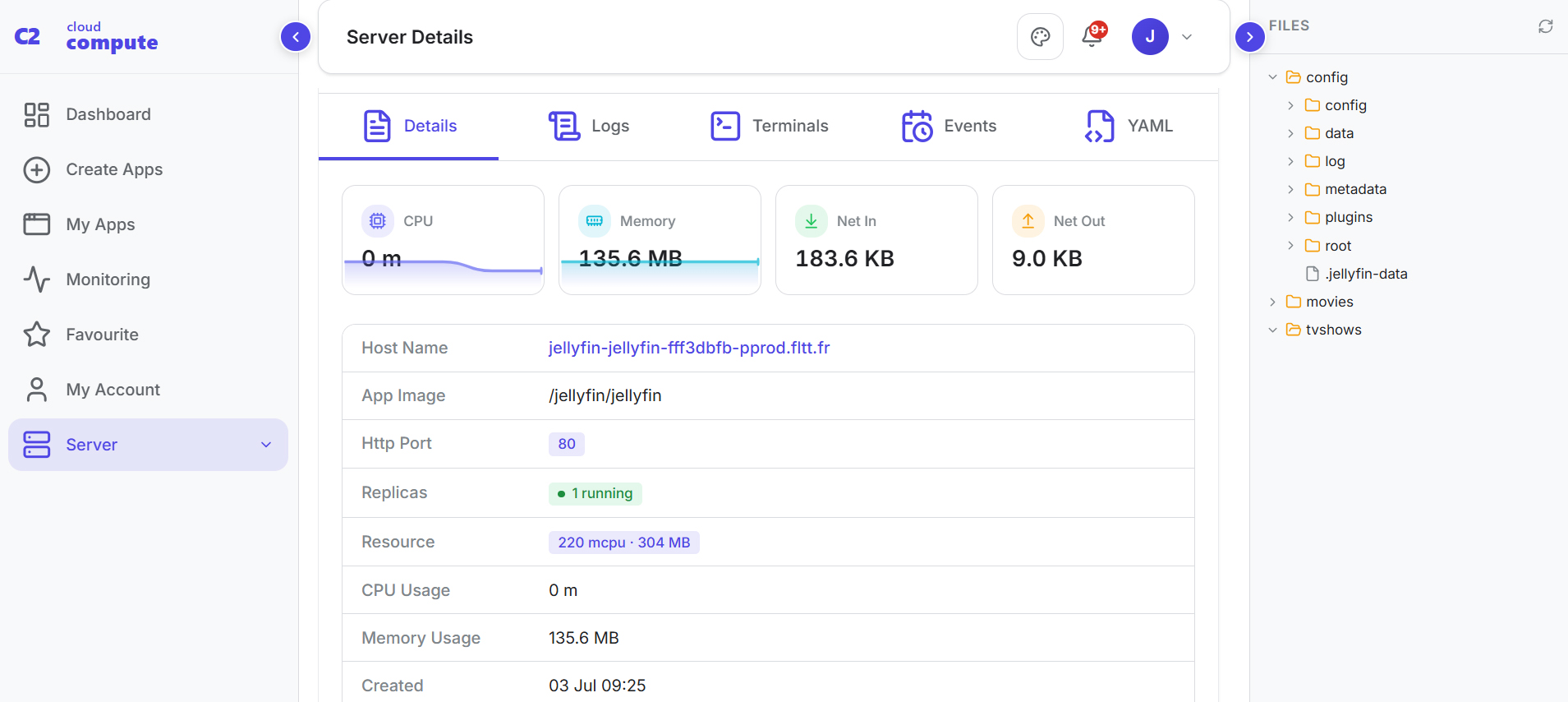 Server overview dashboard