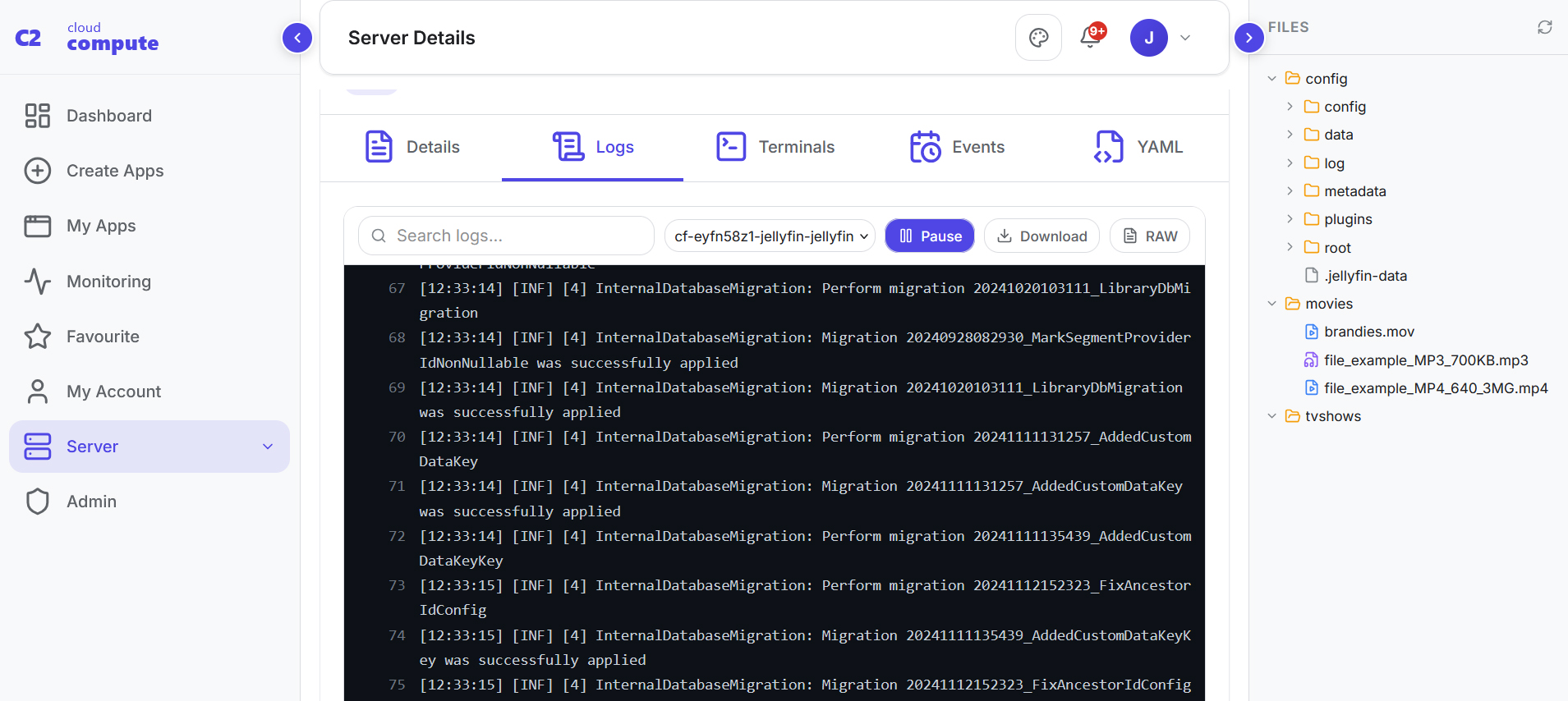 Server overview dashboard