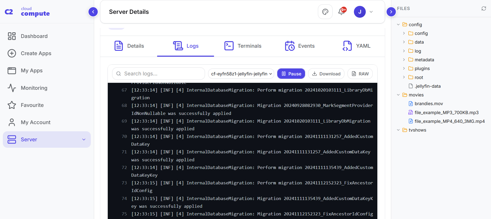 Server overview dashboard