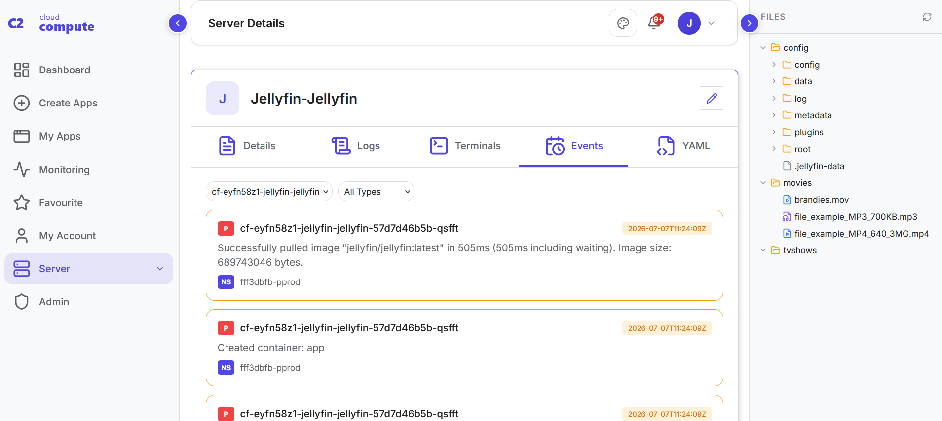 Server overview dashboard