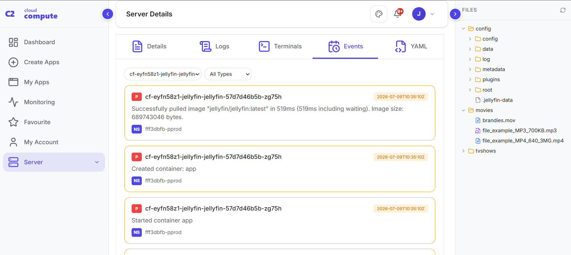 Server overview dashboard