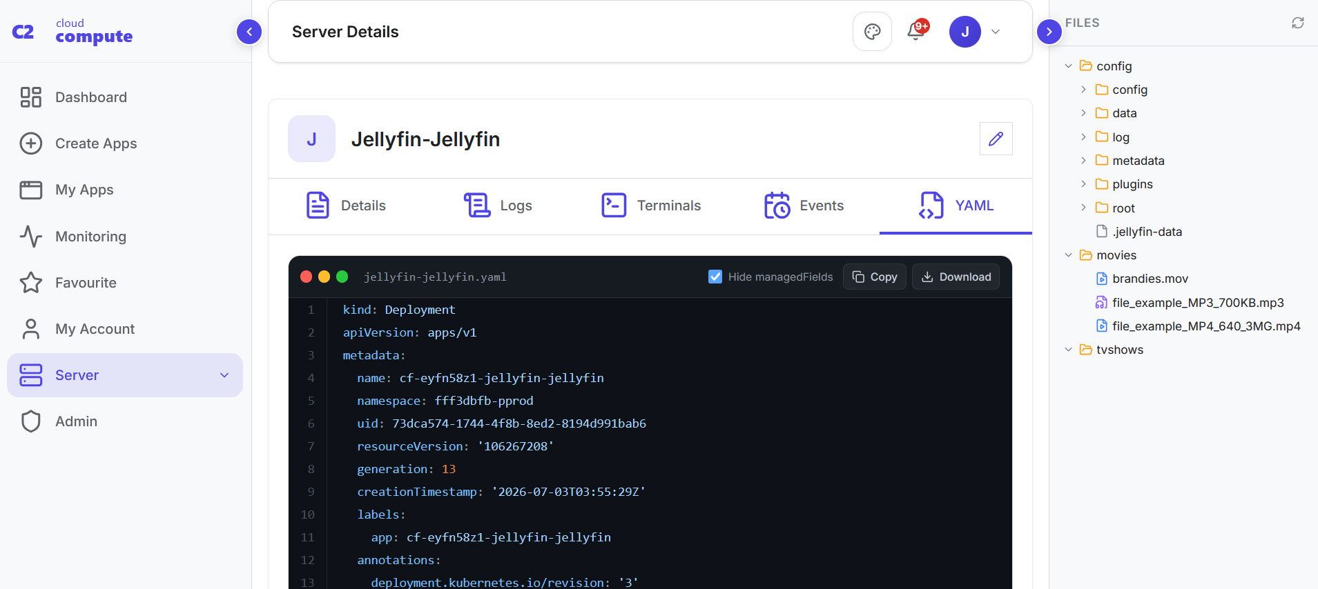 Server overview dashboard