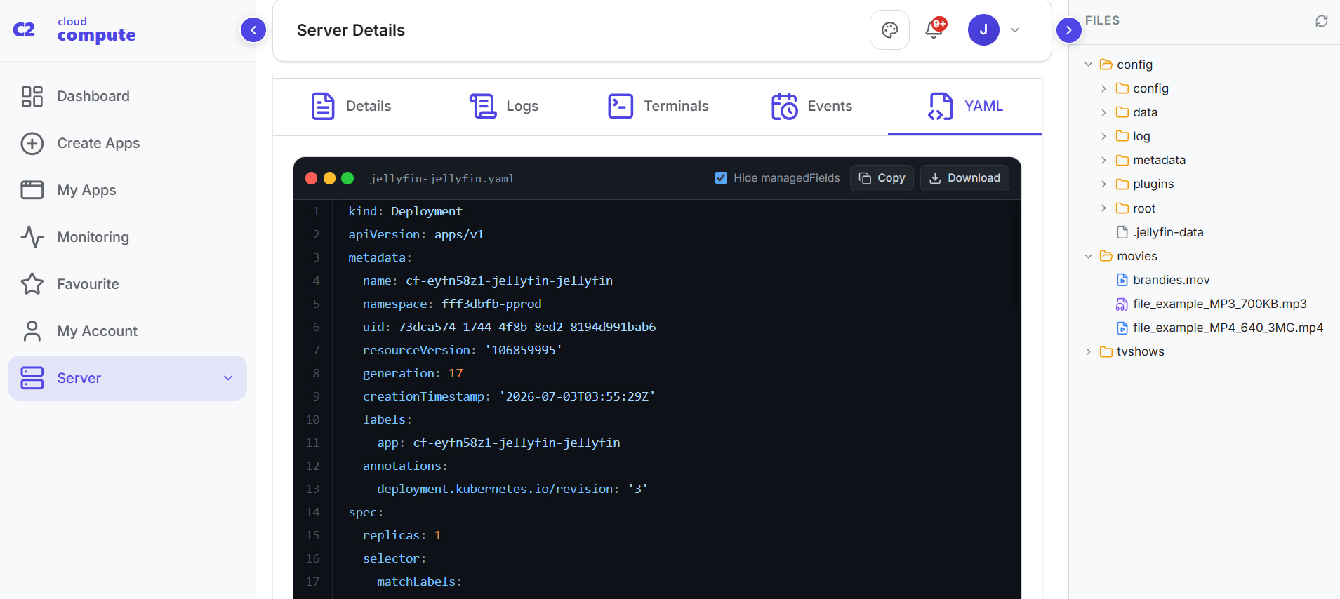 Server overview dashboard